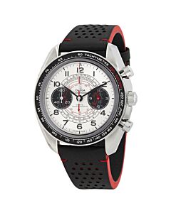Men's Speedmaster Chronograph Leather Silver-tone Dial Watch