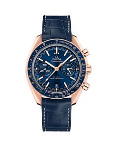 Men's Speedmaster Racing Chronograph Leather Blue Dial Watch