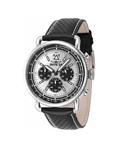 Men's Speedway Chronograph Leather Silver-tone Dial Watch