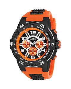 Men's Speedway Chronograph Silicone and Black Ion-plated Stainless Steel Black Carbon Fiber and Orange Dial Watch