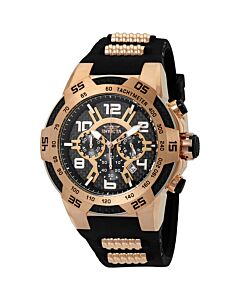 Men's Speedway Chronograph Black Silicone and Rose Gold-tone Stainless Steel Black Dial