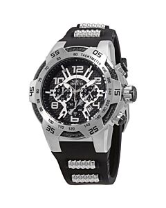 Men's Speedway Chronograph Silicone and Stainless Steel Black Carbon Fiber Dial Watch