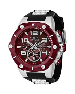 Men's Speedway Chronograph Silicone and Stainless Steel Red Dial Watch