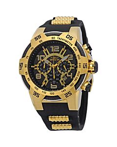 Men's Speedway Chronograph Black Silicone, and Yellow Gold-plated Stainless S Black Dial