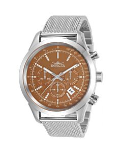 Men's Speedway Chronograph Stainless Steel Mesh Brown Dial Watch