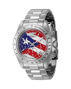 Men's Speedway Chronograph Stainless Steel Red and White and Blue Dial Watch