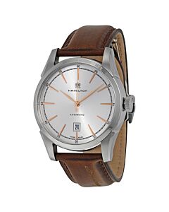Men's Spirit of Liberty Brown Leather Silver Dial