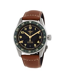 Men's Spirit Zulu Time Leather Black Dial Watch