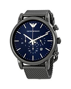 Men's Sport Chronograph Grey Ion-plated Stainless Steel Mesh Blue Dial