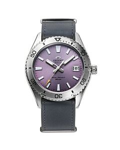 Men's Sport Leather Lilac Dial Watch