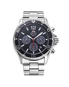 Men's Sports Chronograph Stainless Steel Black Dial Watch