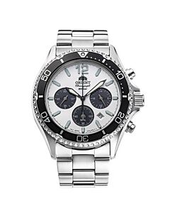 Men's Sports Chronograph Stainless Steel White Dial Watch