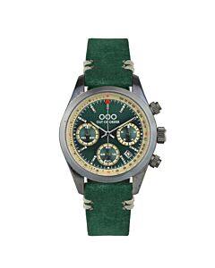 Men's Sporty Cronografo Chronograph Vegan Leather Green Dial Watch