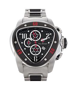 Men's Spyder Chronograph Stainless Steel with Honeycomb-patterned Black Ins Black Dial Watch
