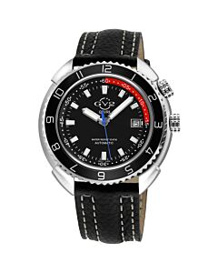 Men's Squalo Genuine Leather Black Dial Watch