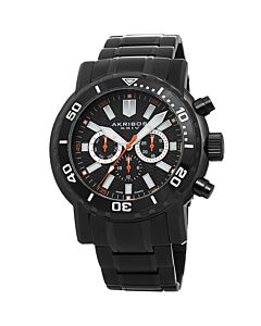 Men's Multi-Function Black IP SS and Dial Orange Subdial Hands Blk IP SS