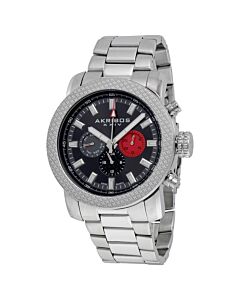 Men's Multi-Function Stainless Steel Black Dial Red Subdial SS