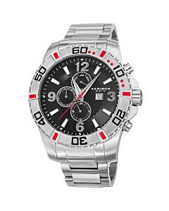 Men's Grandiose Multi-Function Stainless Steel Blk Dial Red Accent SS