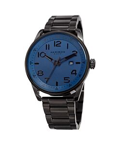 Men's Black Ion Plated Stainless Steel Blue Dial