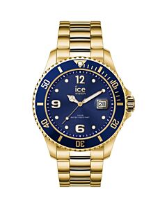 Mens-ICE-steel---Gold-blue---Extra-large---3H-Stainless-Steel-Blue-Dial-Watch