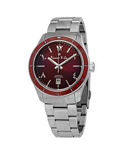 Men's Stainless Steel Red Dial Watch