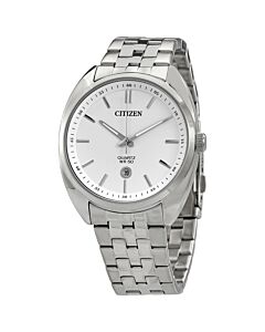 Men's Stainless Steel White Dial Watch