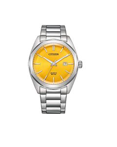 Men's Stainless Steel Yellow Dial Watch