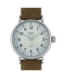 Men's Standard Leather Light Grey Dial Watch