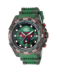 Men's Star Wars Chronograph Silicone and Stainless Steel Green and Red and Black Dial Watch