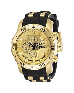 Men's Star Wars Chronograph Silicone with Yellow Gold-tone Stainless Stee Barr Gold Dial Watch