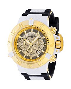 Men's Subaqua Chronograph Silicone with White Plastic Center Gold and Ivory Dial Watch
