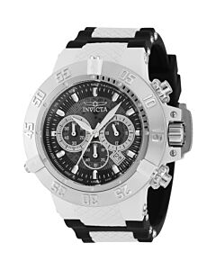 Men's Subaqua Chronograph Silicone with White Plastic Inserts Silver and Black Dial Watch