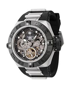 Men's Subaqua Silicone and Stainless Steel Silver and Black Dial Watch