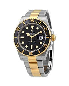 Men's Submariner Stainless Steel with 18kt Yellow Gold Rolex Oyster Black Dial Watch