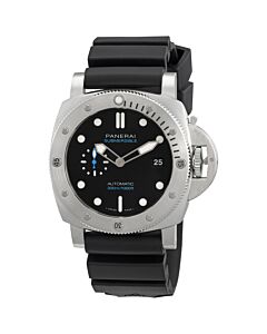 Men's Submersible QuarantaQuattro Rubber Black Dial Watch