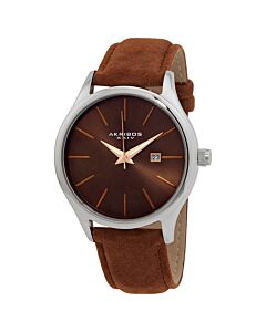 Men's Suede Leather Brown Dial Watch