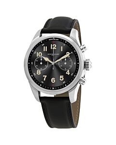 Men's Summit 2+ Chronograph Leather Black Dial Watch