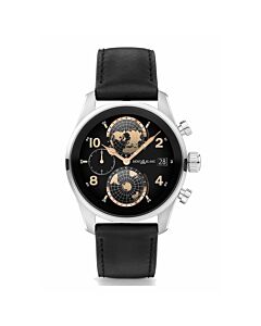 Men's Summit Chronograph Leather Black Dial Watch