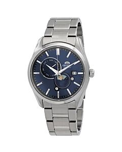 Men's Sun and Moon Stainless Steel Blue Dial Watch