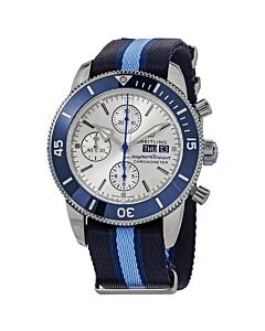 Men's Superocean Heritage Chronograph NATO Fabric Silver Dial Watch