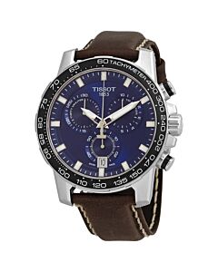 Men's Supersport Chronograph Embossed Cow Leather Blue Dial Watch
