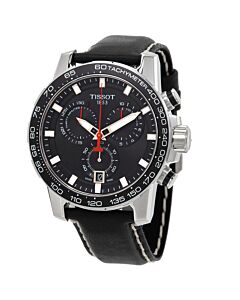 Men's Supersport Chronograph Leather Black Dial Watch