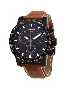 Men's Supersport Chronograph Leather Black Dial Watch