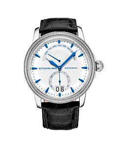 Men's Symphony Leather Silver-tone Dial Watch