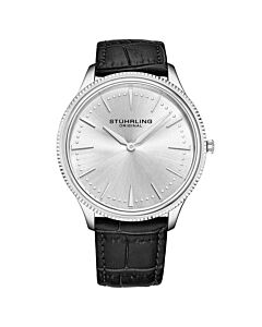 Men's Symphony Leather Silver-tone Dial Watch