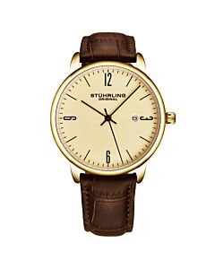 Men's Symphony Leather Yellow Dial Watch