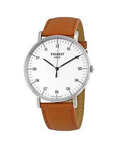 Men's T-Classic Everytime Brown Leather Silver Dial