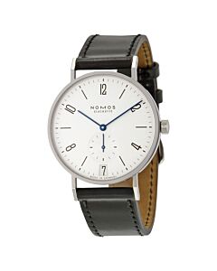 Men's Tangente 38 Datum Leather Galvanized White Silver-plated Dial