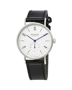 Men's Tangente Leather Galvanized, White Silver-plated Dial