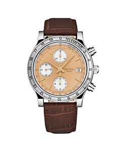 Men's Telemeter Chronograph Leather Champagne Dial Watch